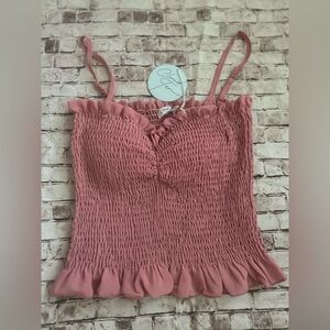 Cloud Ten NWT Rose Pink Smocked Crop Top Size M